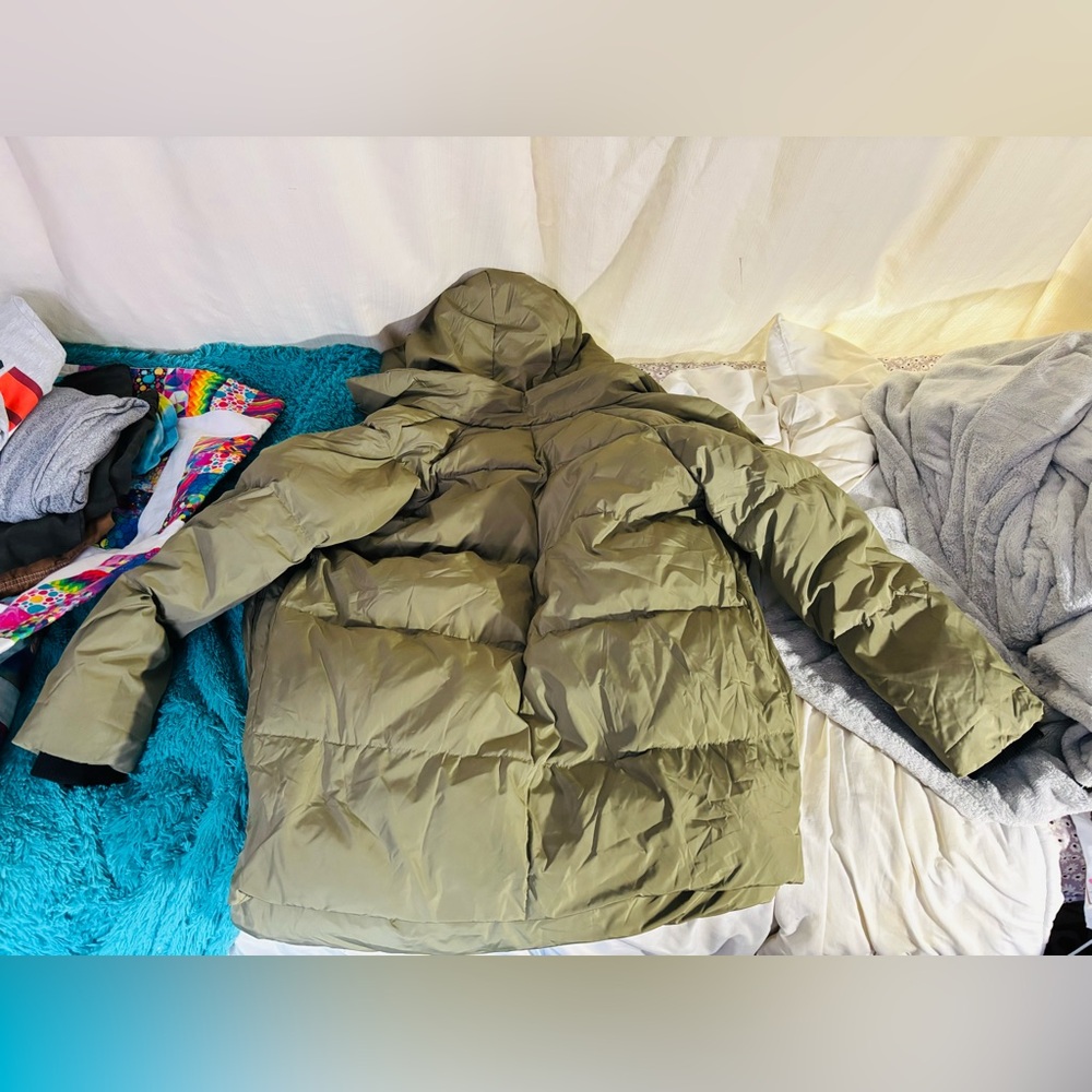 OROLAY Women’s Olive Puffer Jacket with Hood, Size 2XL - Picture 3 of 5